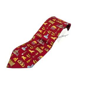 Salvatore Ferragamo NEW F. Bordeaux Red Silk Safari Animal Tie